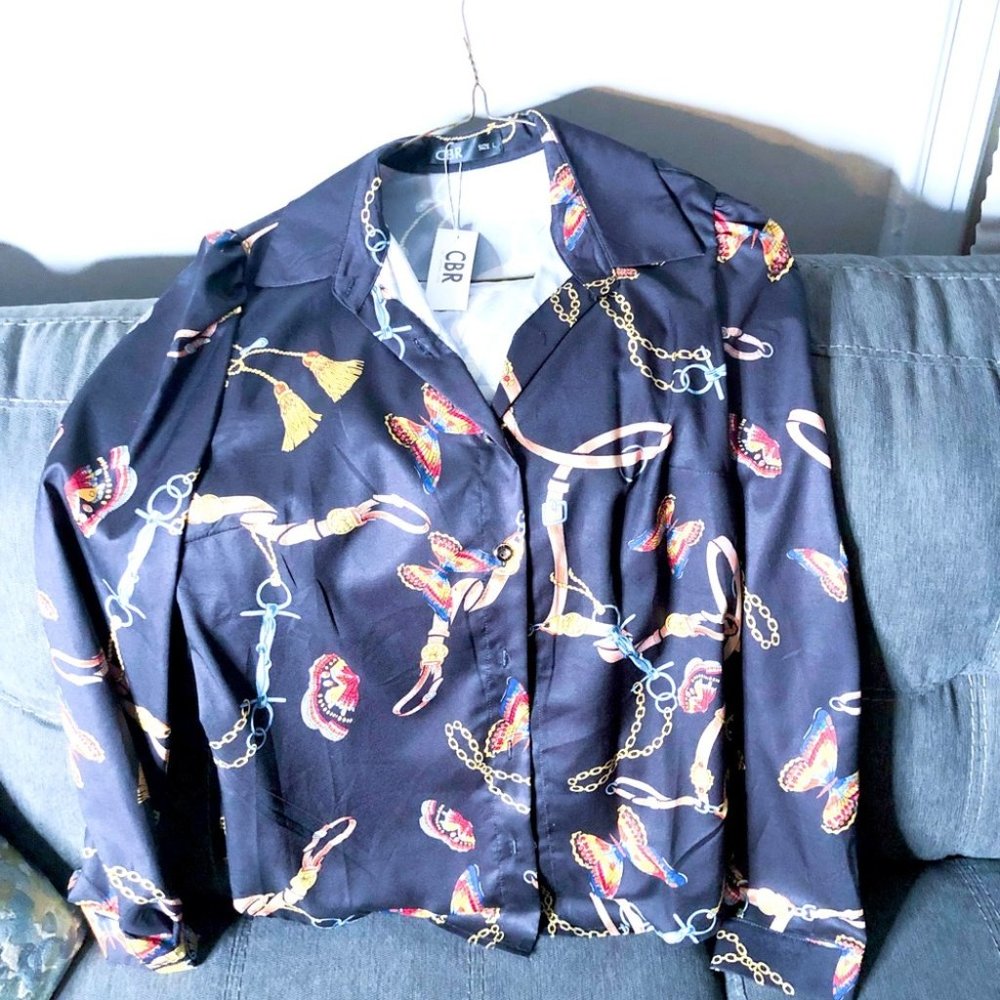 Multi-Colored Button Down Blouse